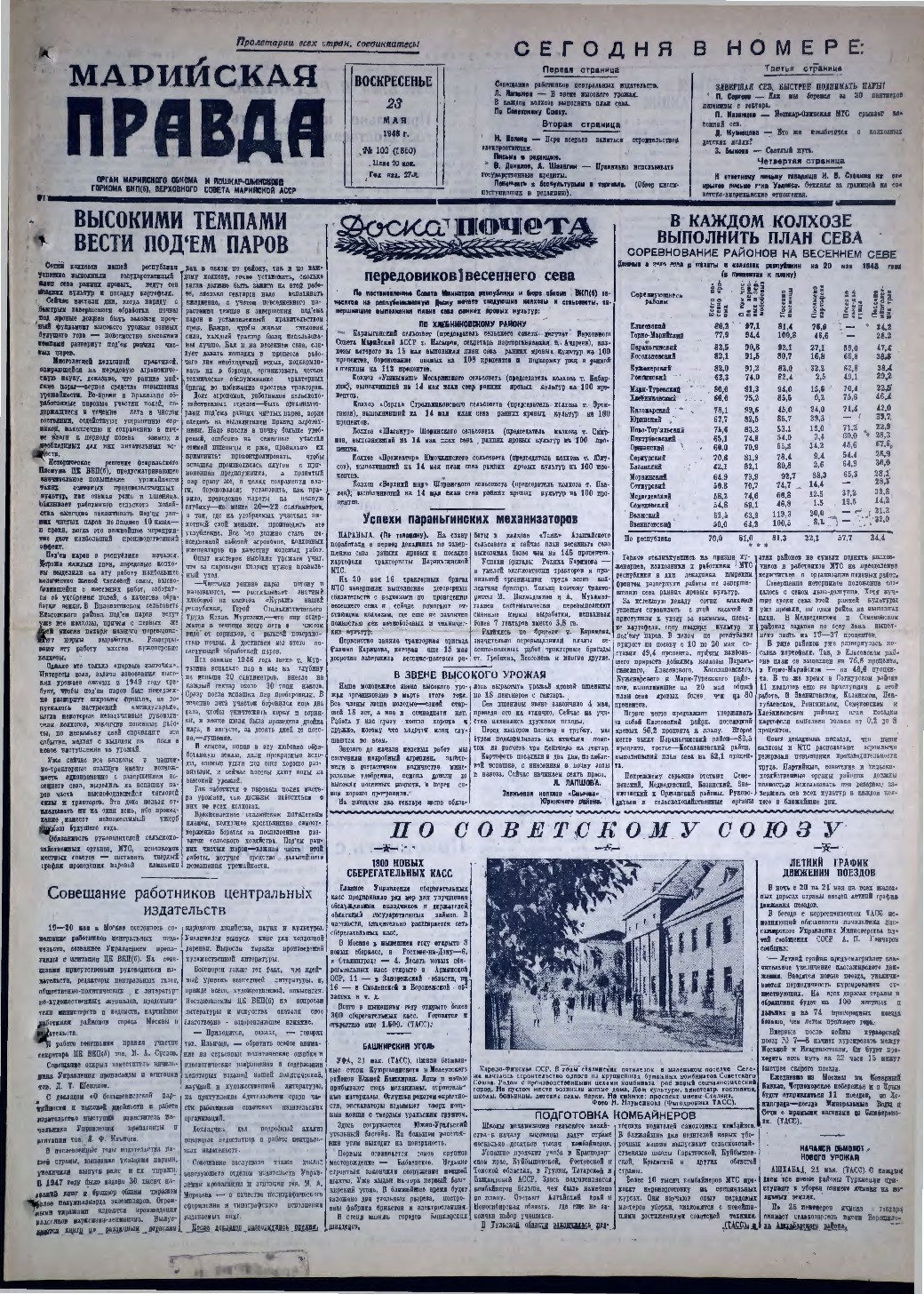 Газета «Марийская правда» от 23.05.1948