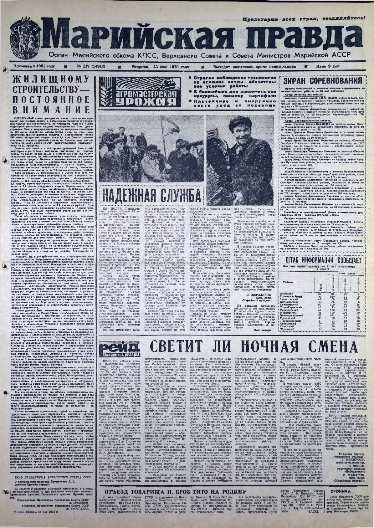Газета «Марийская правда» от 22.05.1979