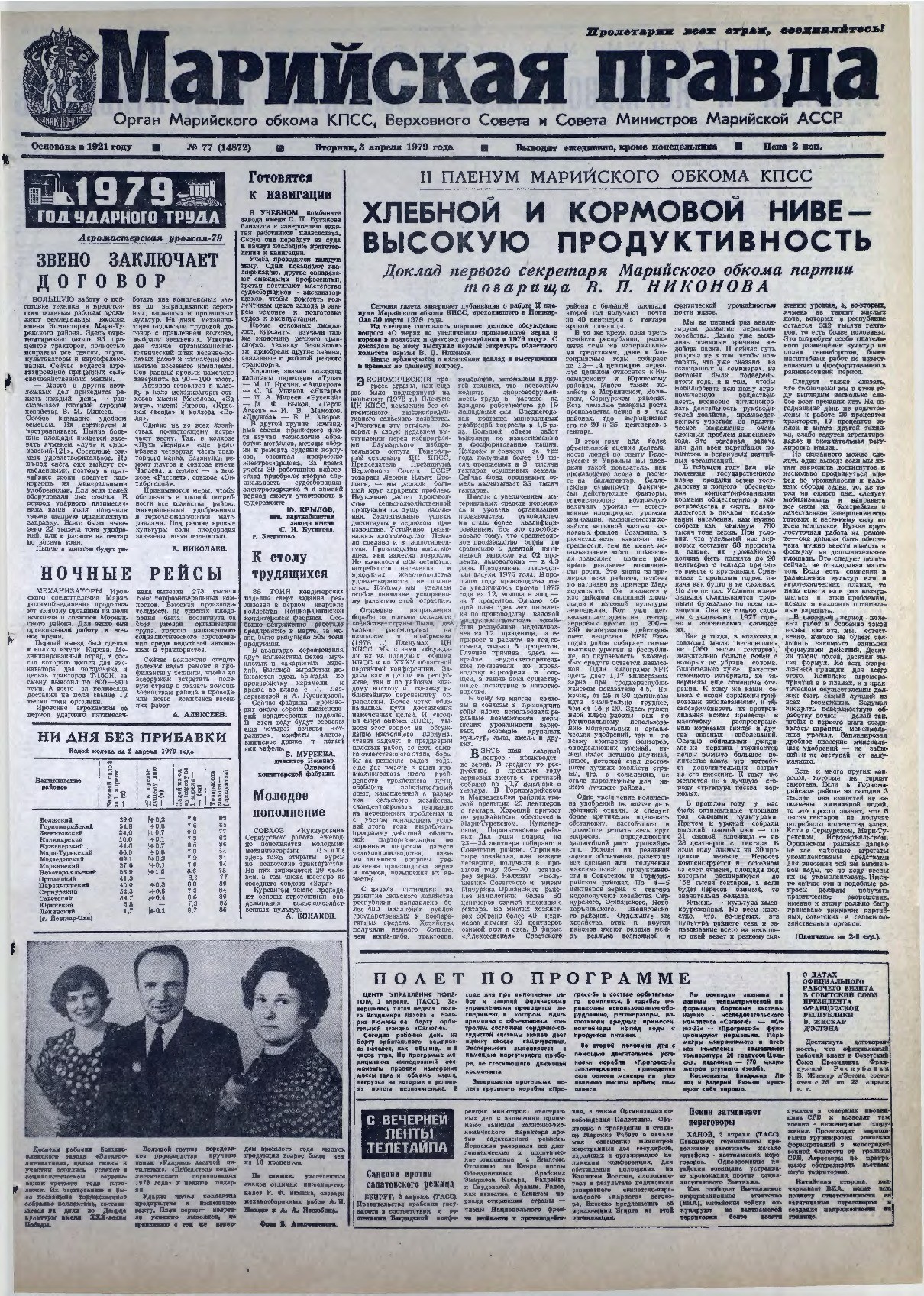 Газета «Марийская правда» от 03.04.1979