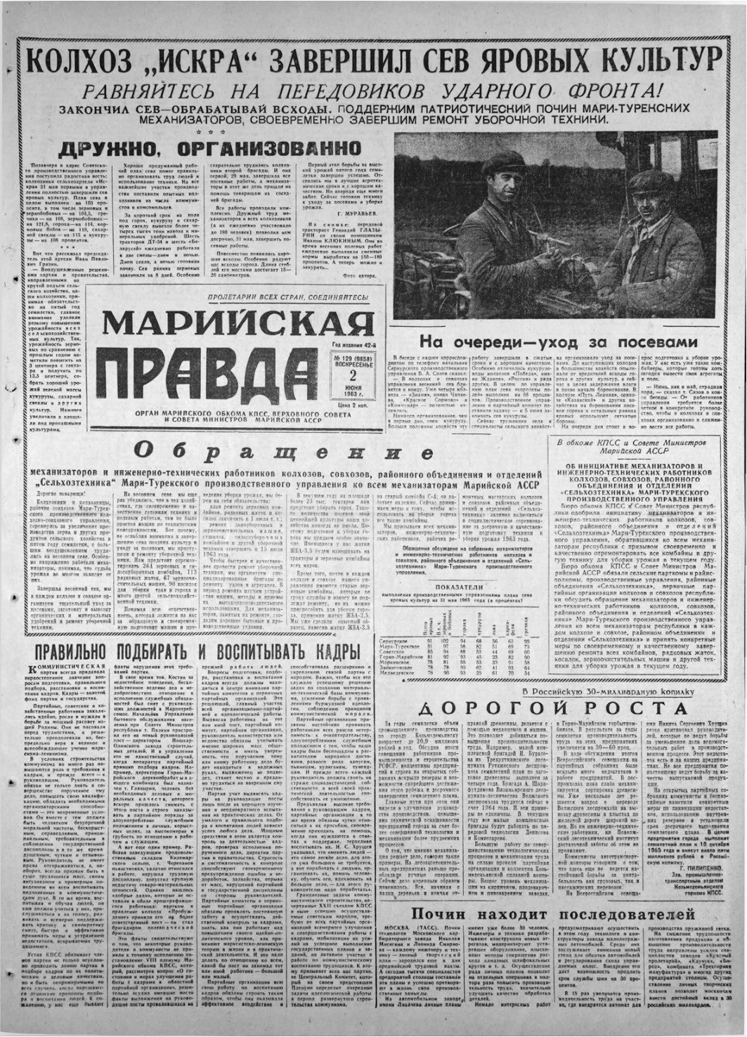 Газета «Марийская правда» от 02.06.1963