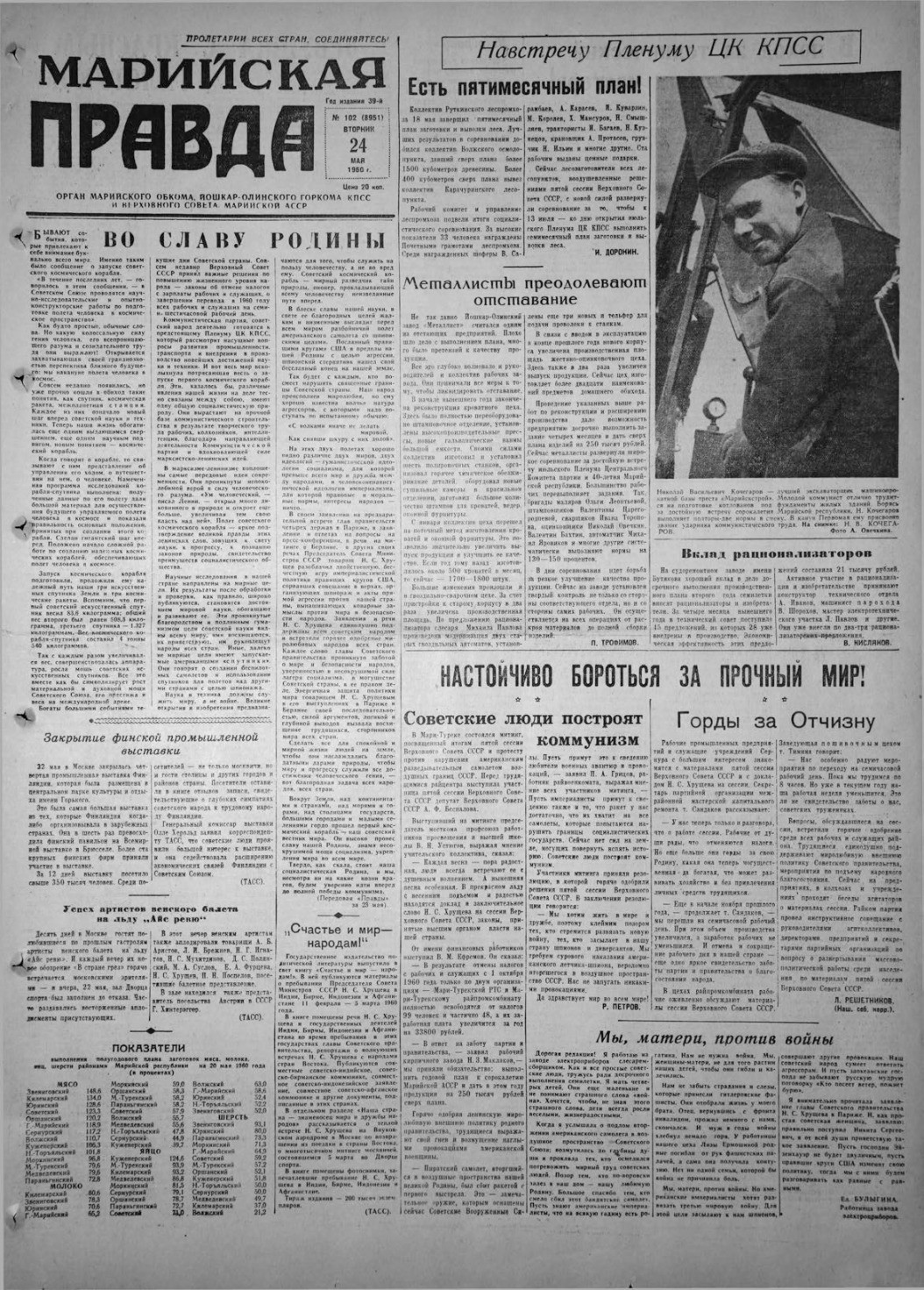 Газета «Марийская правда» от 24.05.1960