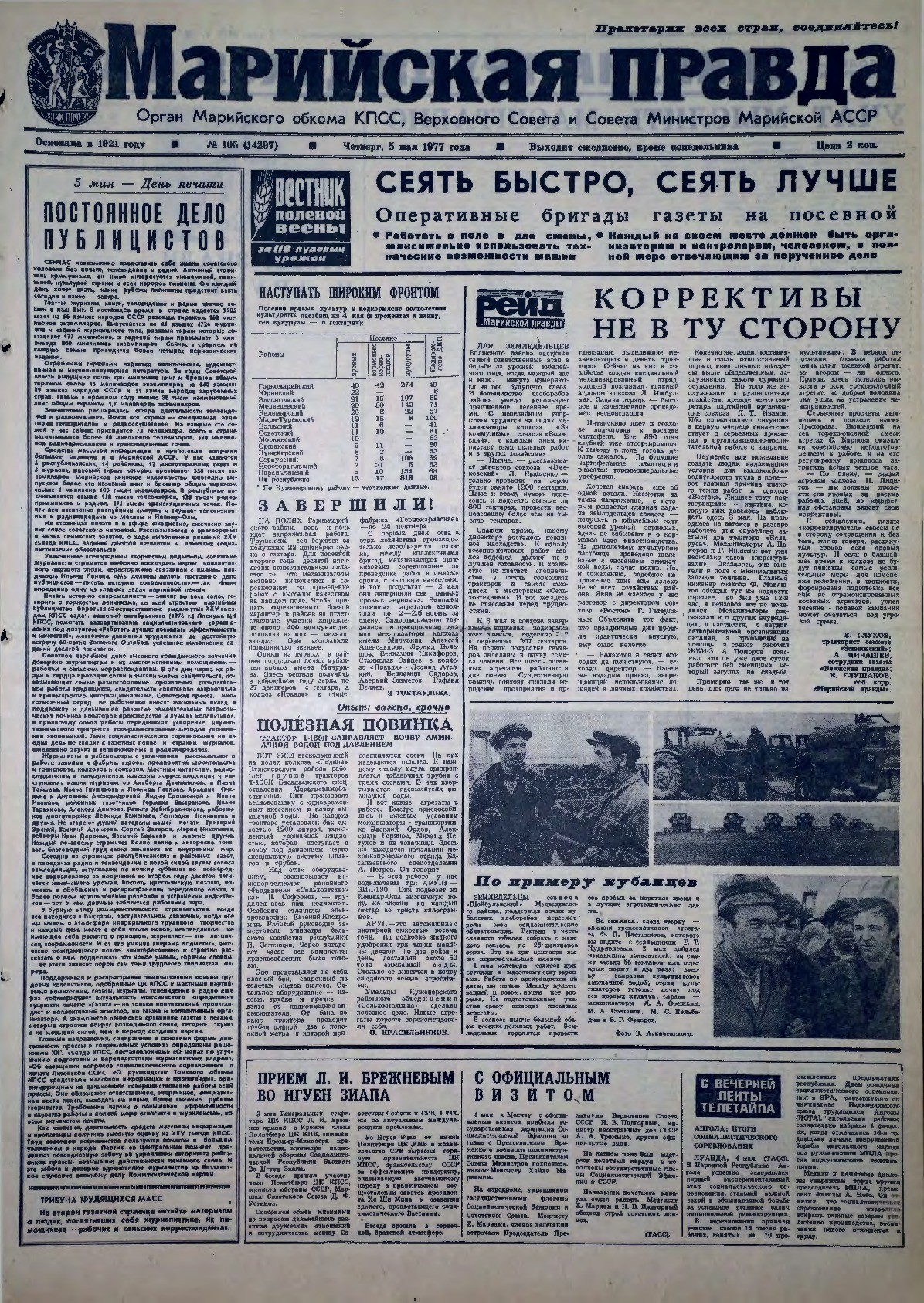 Газета «Марийская правда» от 05.05.1977
