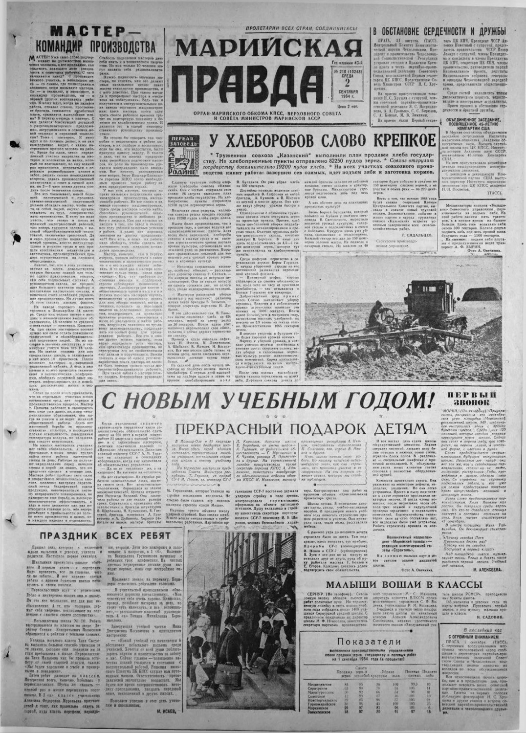 Газета «Марийская правда» от 02.09.1964