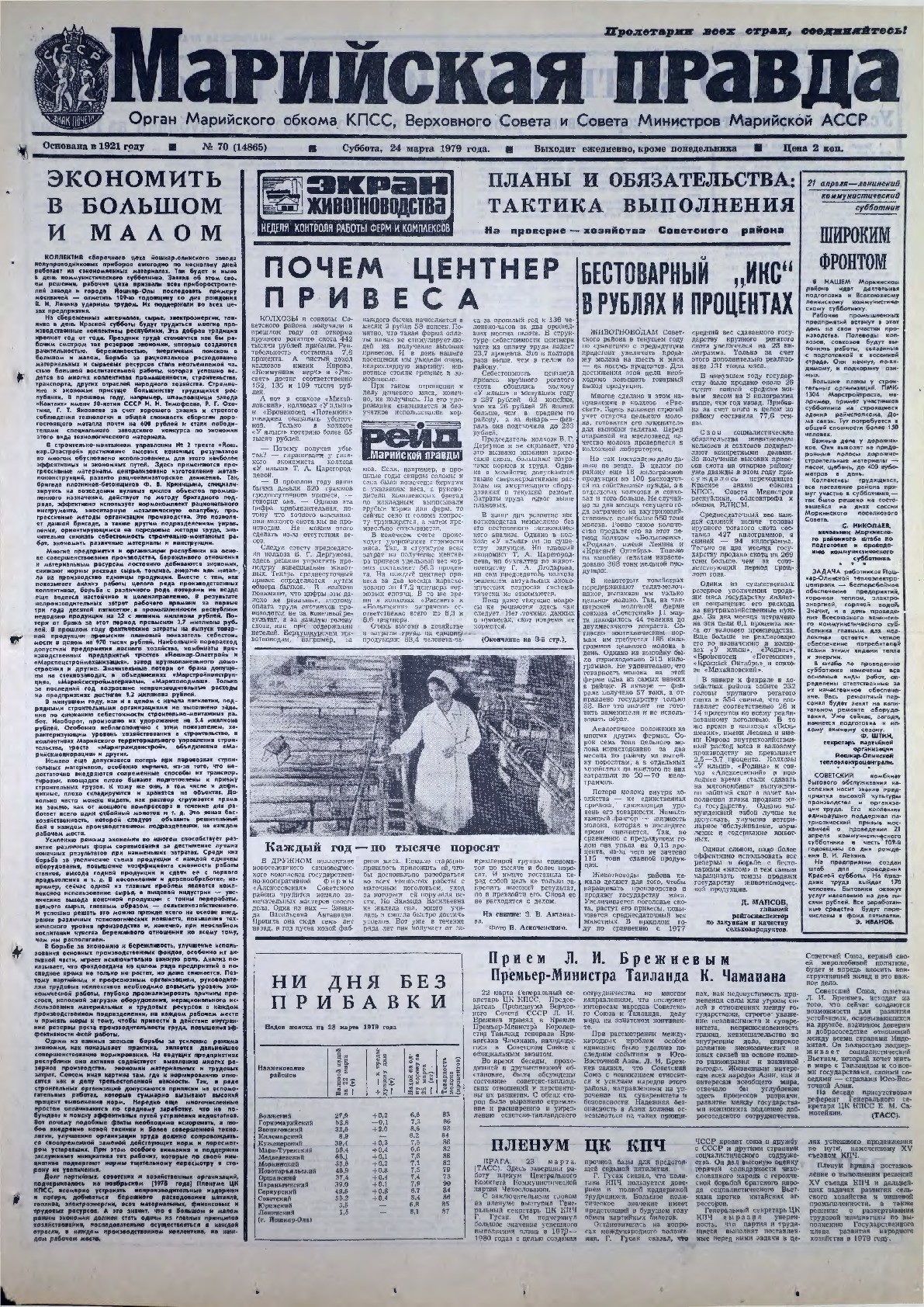 Газета «Марийская правда» от 24.03.1979
