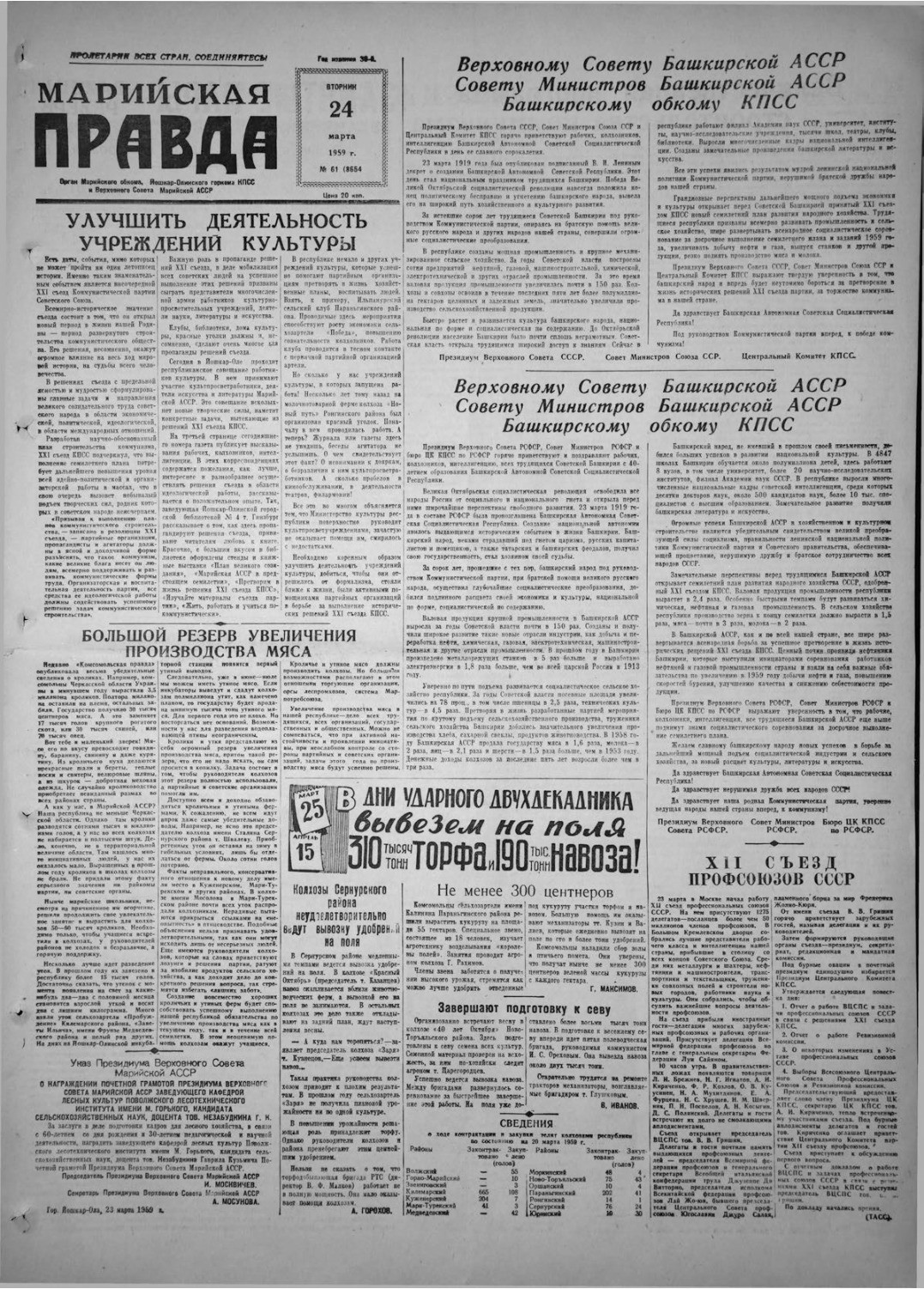 Газета «Марийская правда» от 24.03.1959