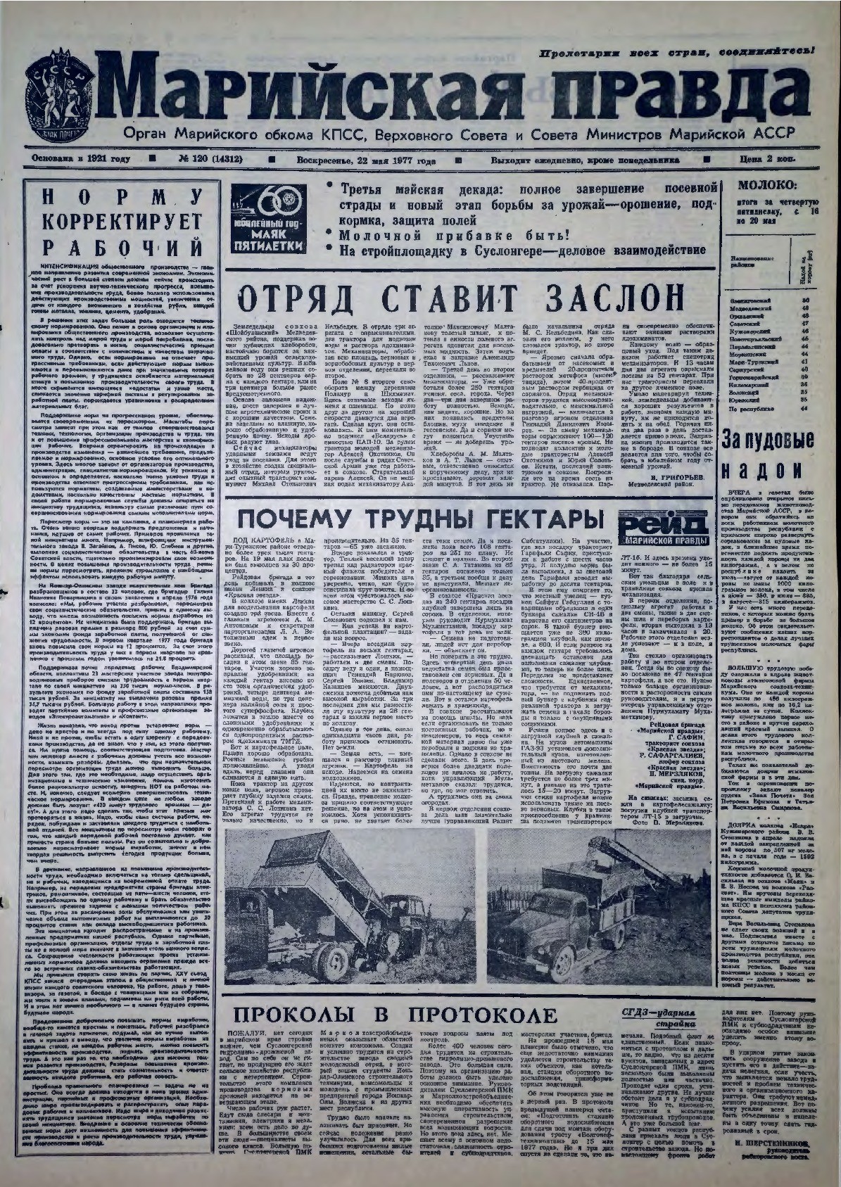 Газета «Марийская правда» от 22.05.1977