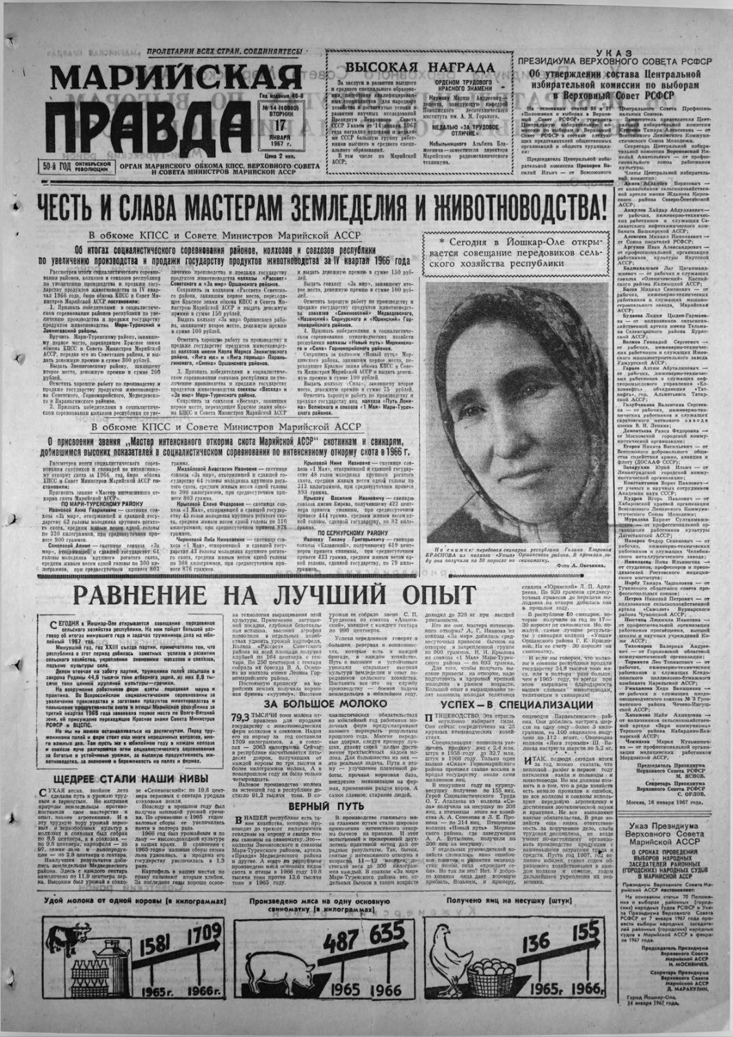 Газета «Марийская правда» от 17.01.1967