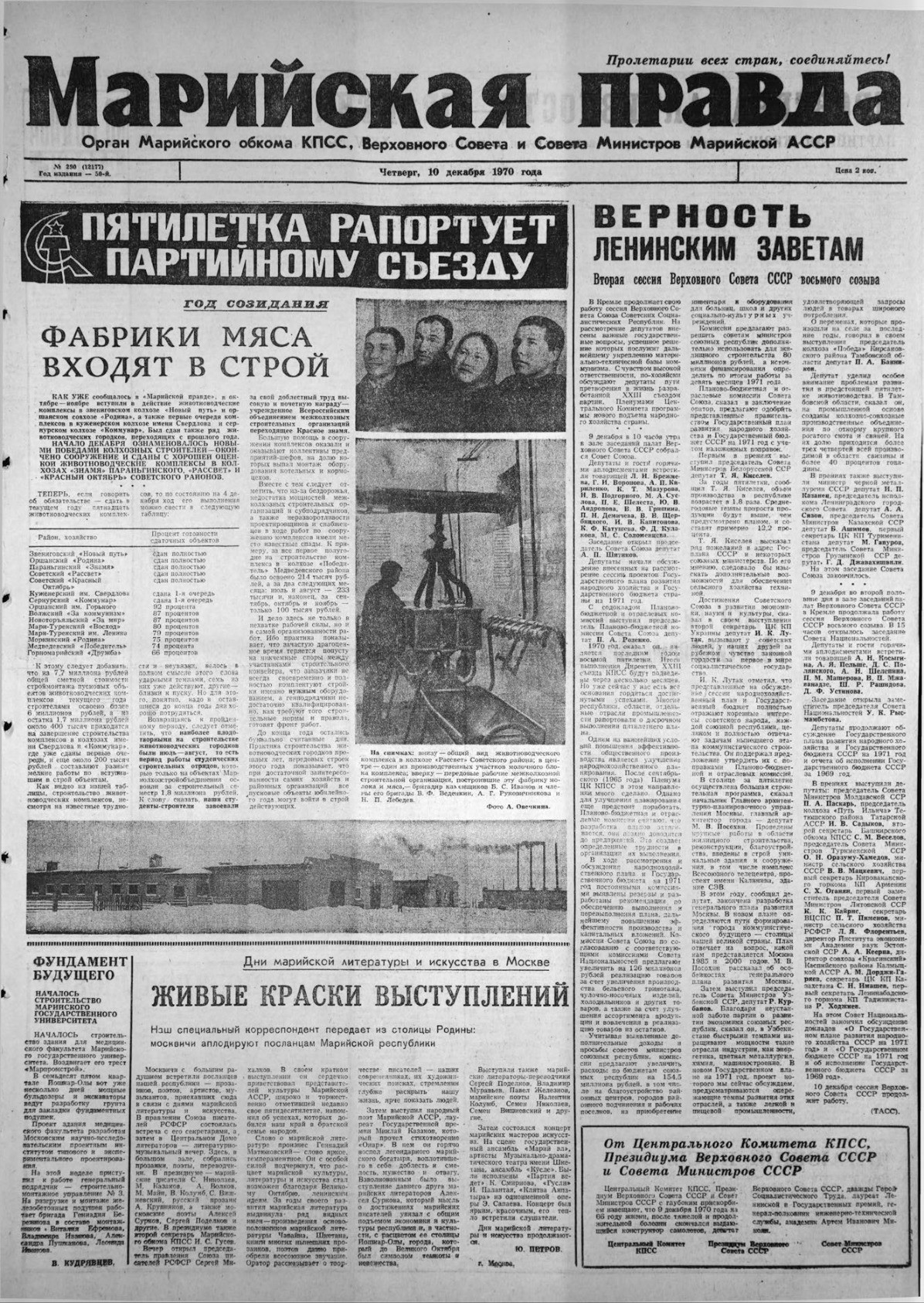 Газета «Марийская правда» от 10.12.1970