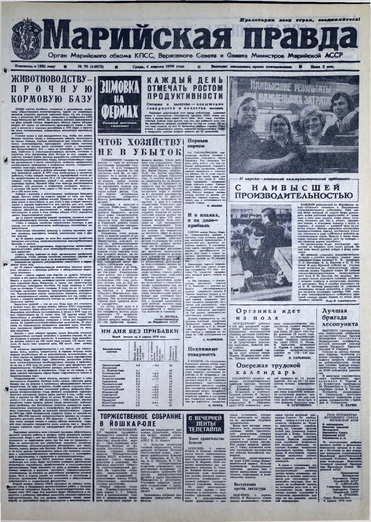 Газета «Марийская правда» от 04.04.1979