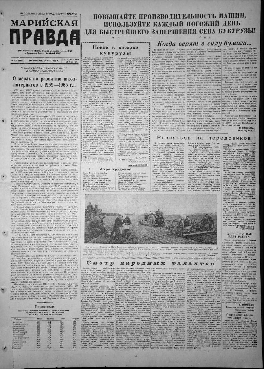 Газета «Марийская правда» от 24.05.1959