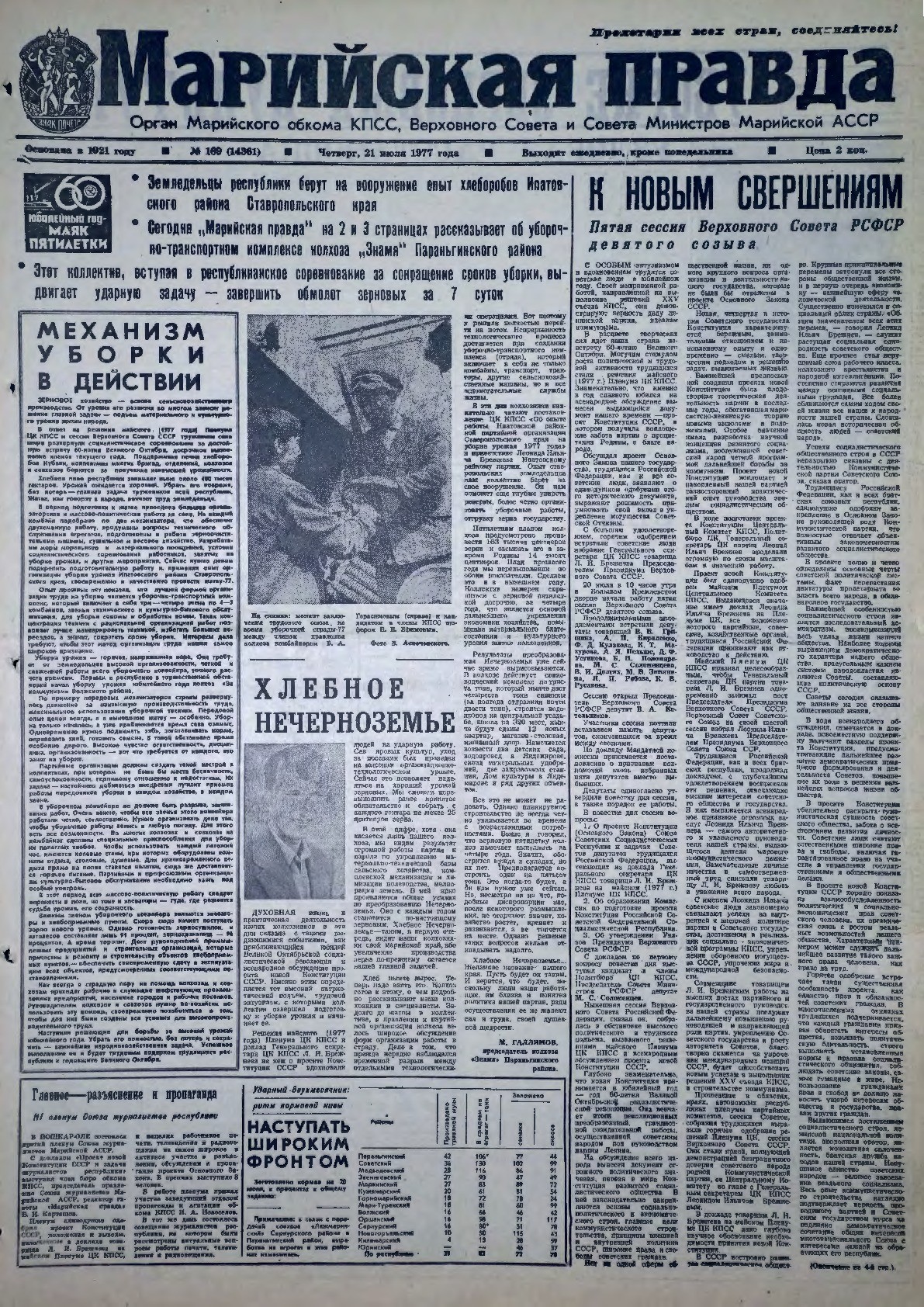 Газета «Марийская правда» от 21.07.1977