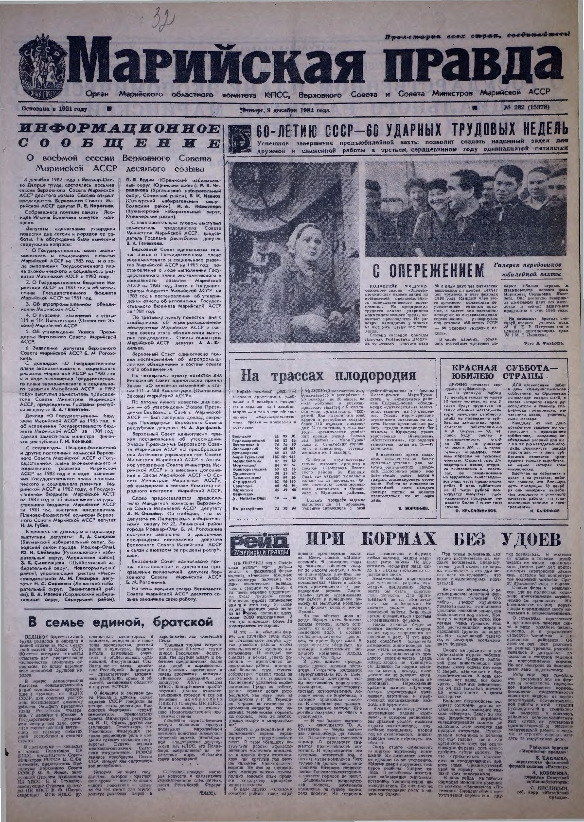 Газета «Марийская правда» от 09.12.1982