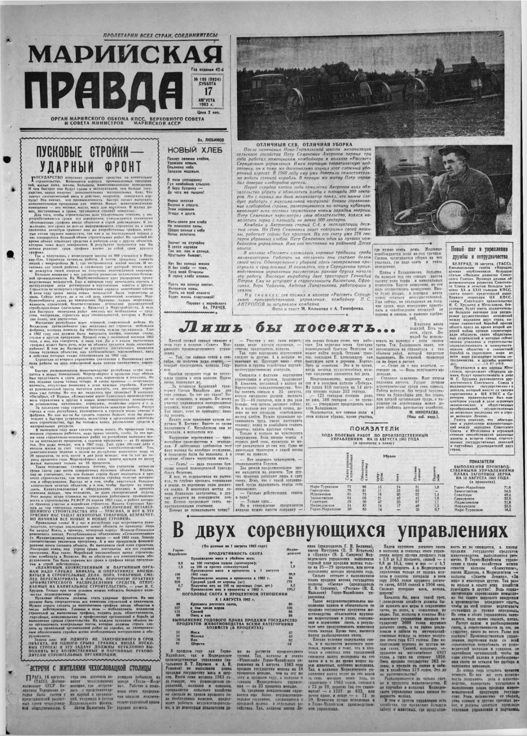 Газета «Марийская правда» от 17.08.1963