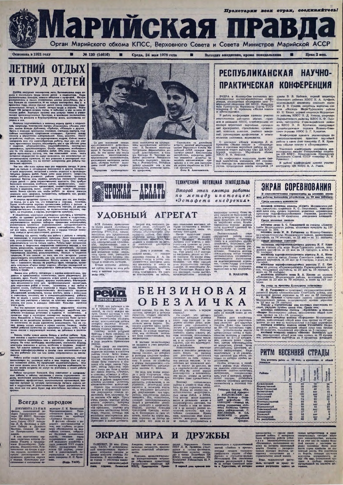 Газета «Марийская правда» от 24.05.1978