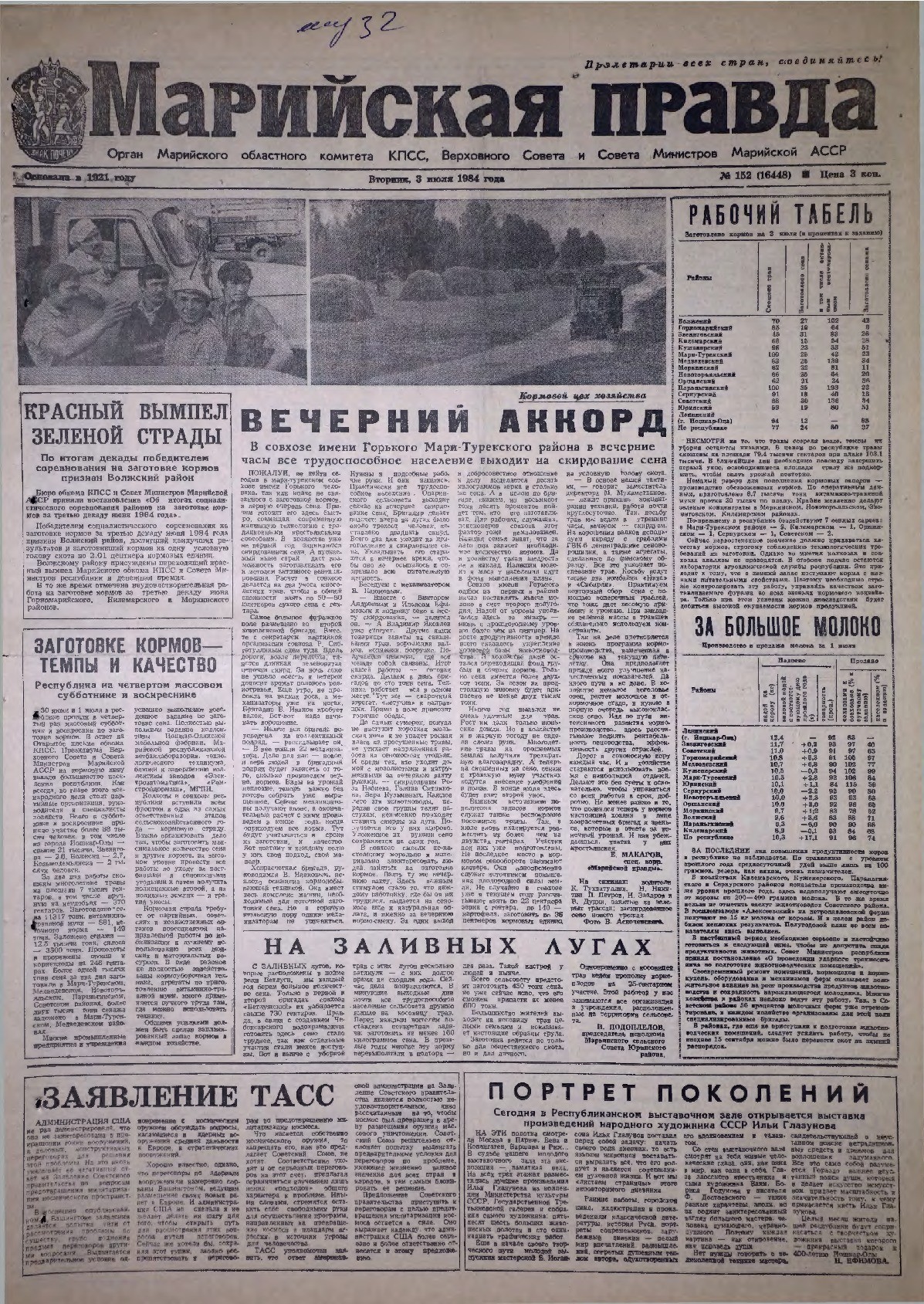 Газета «Марийская правда» от 03.07.1984