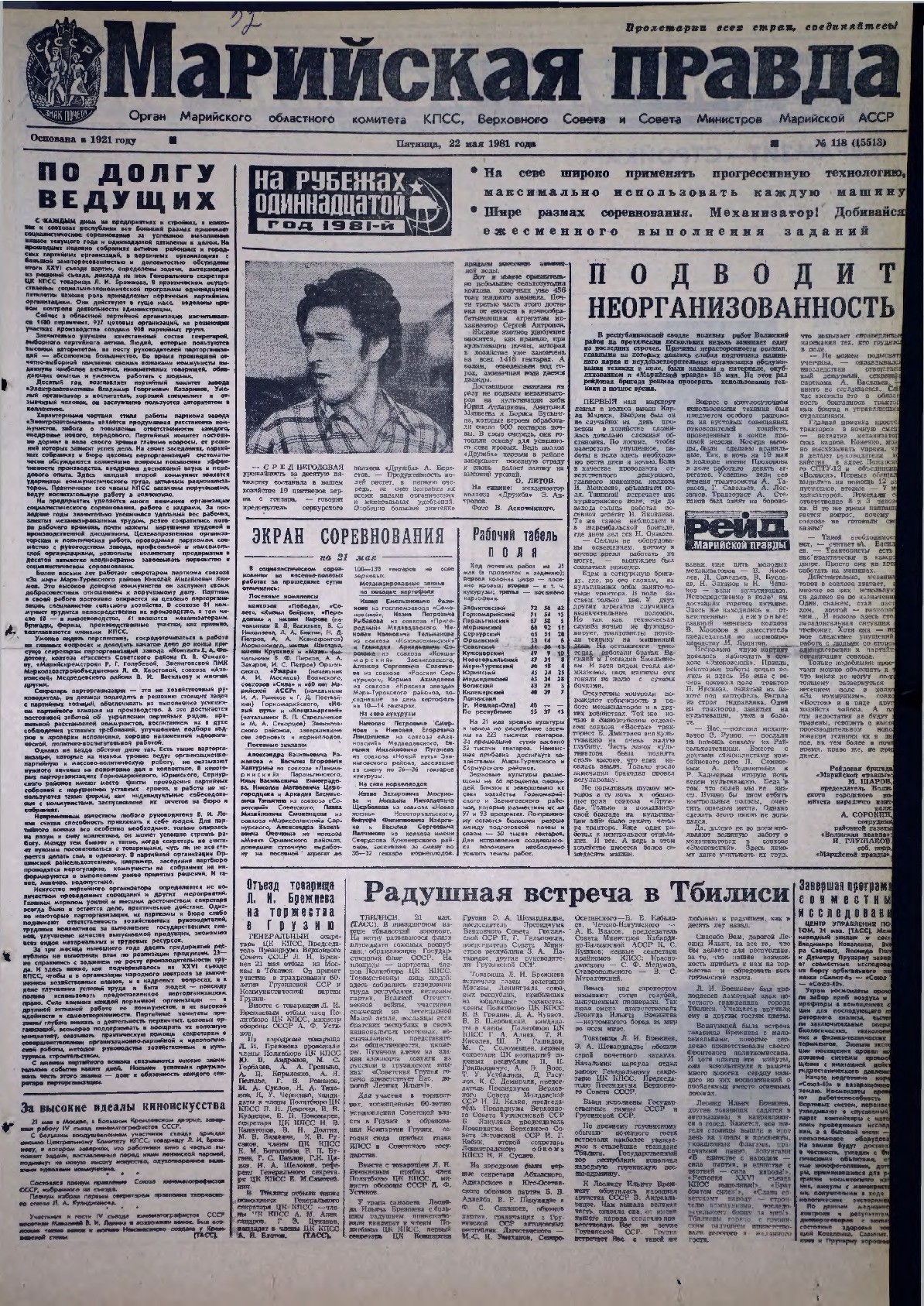 Газета «Марийская правда» от 22.05.1981