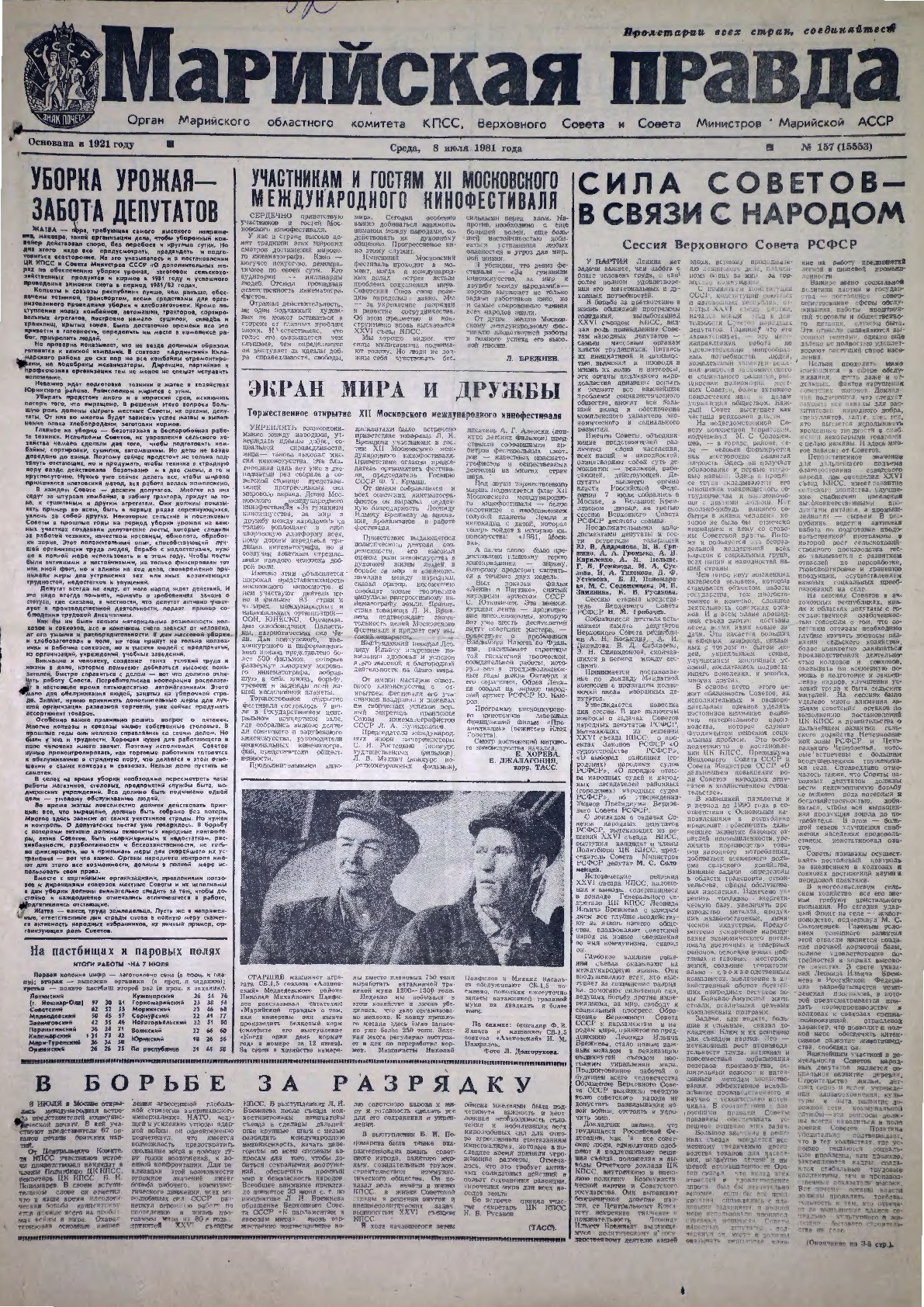 Газета «Марийская правда» от 08.07.1981