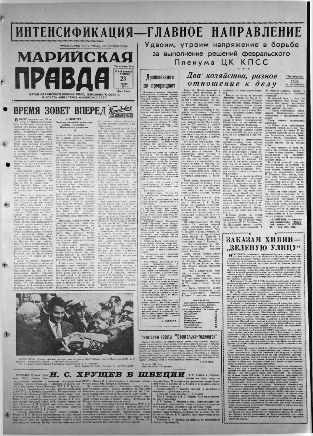 Газета «Марийская правда» от 23.06.1964