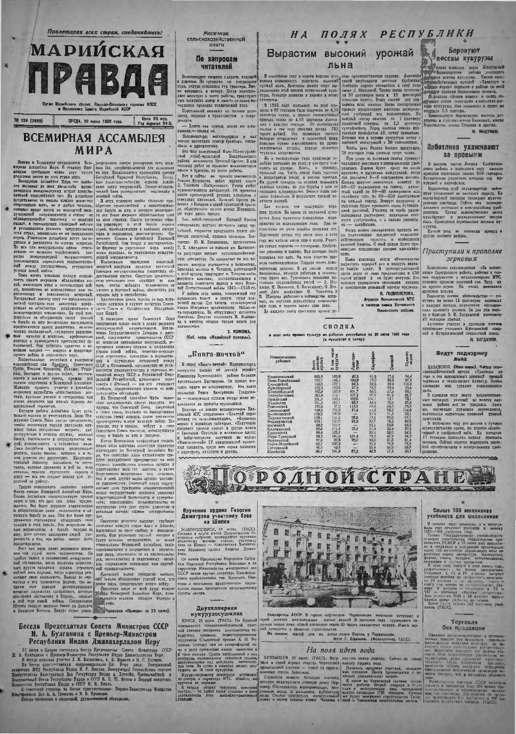 Газета «Марийская правда» от 22.06.1955