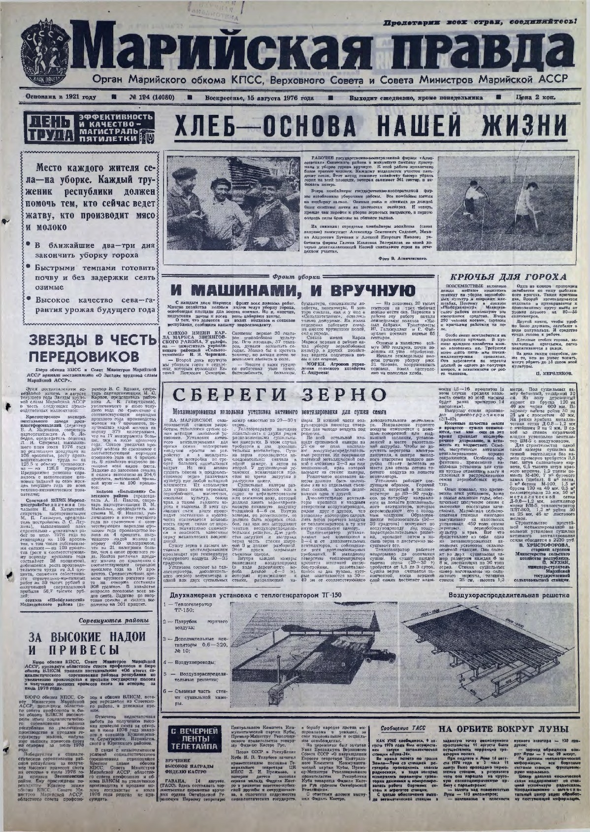 Газета «Марийская правда» от 15.08.1976