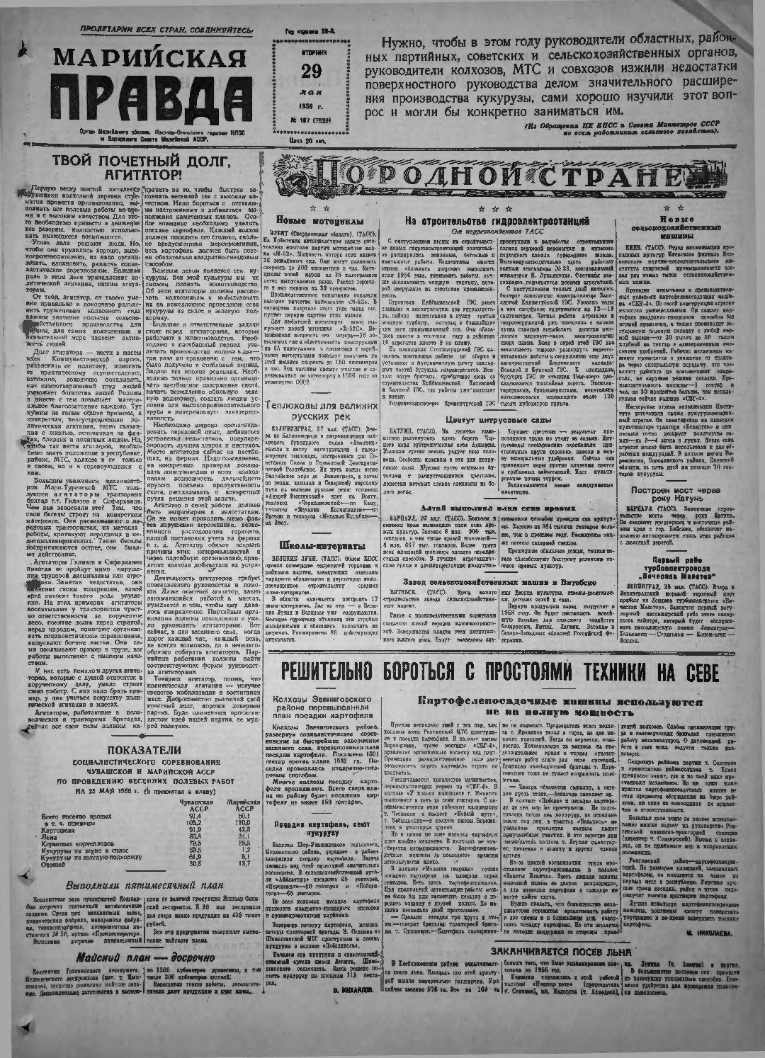 Газета «Марийская правда» от 29.05.1956