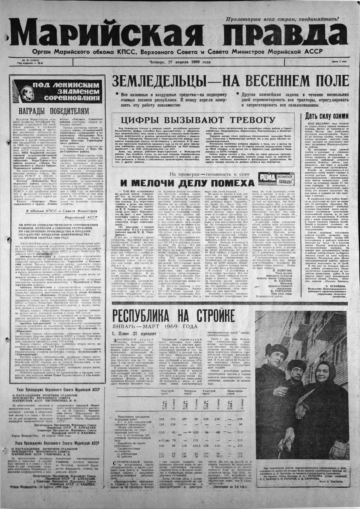 Газета «Марийская правда» от 17.04.1969