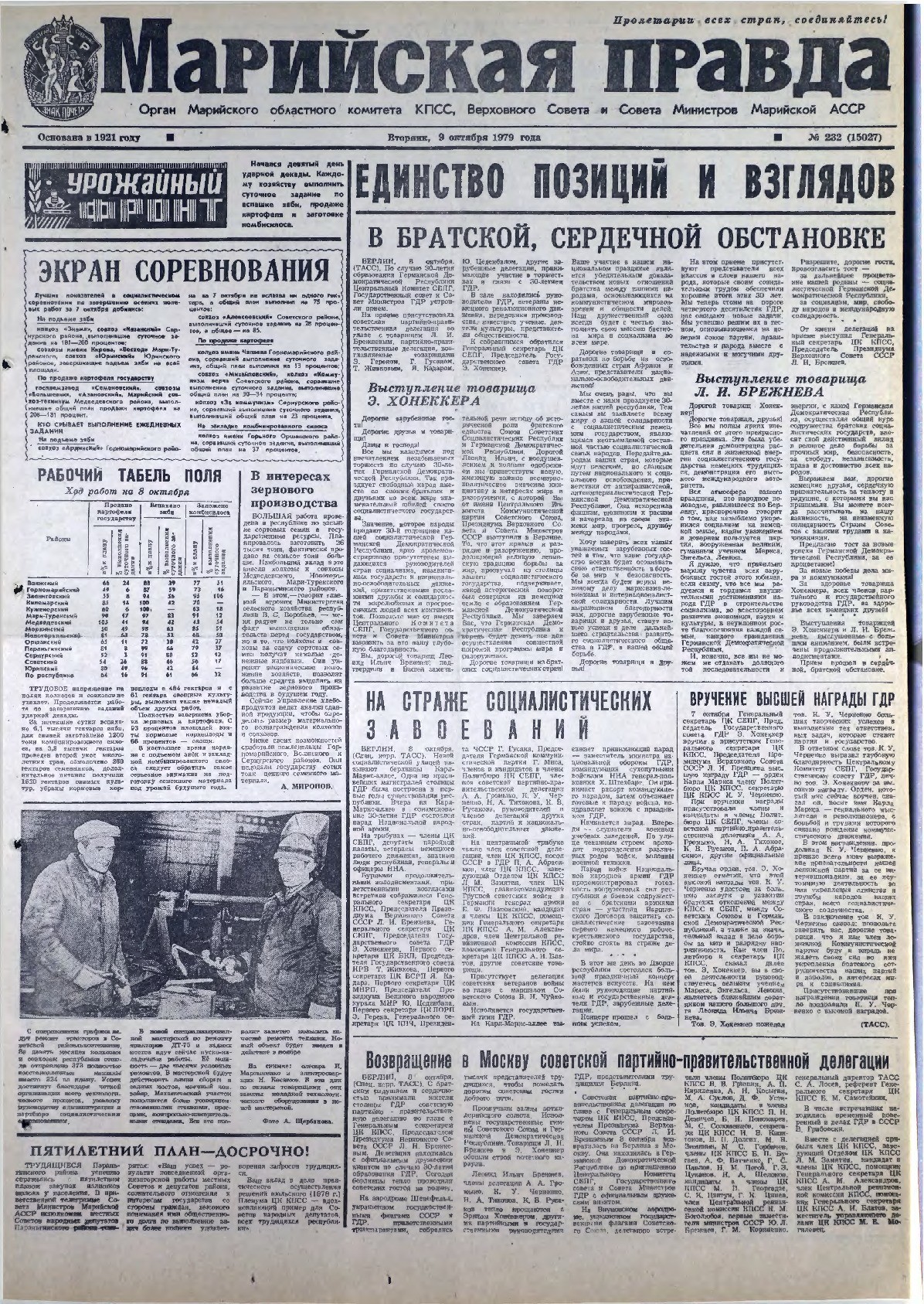 Газета «Марийская правда» от 09.10.1979
