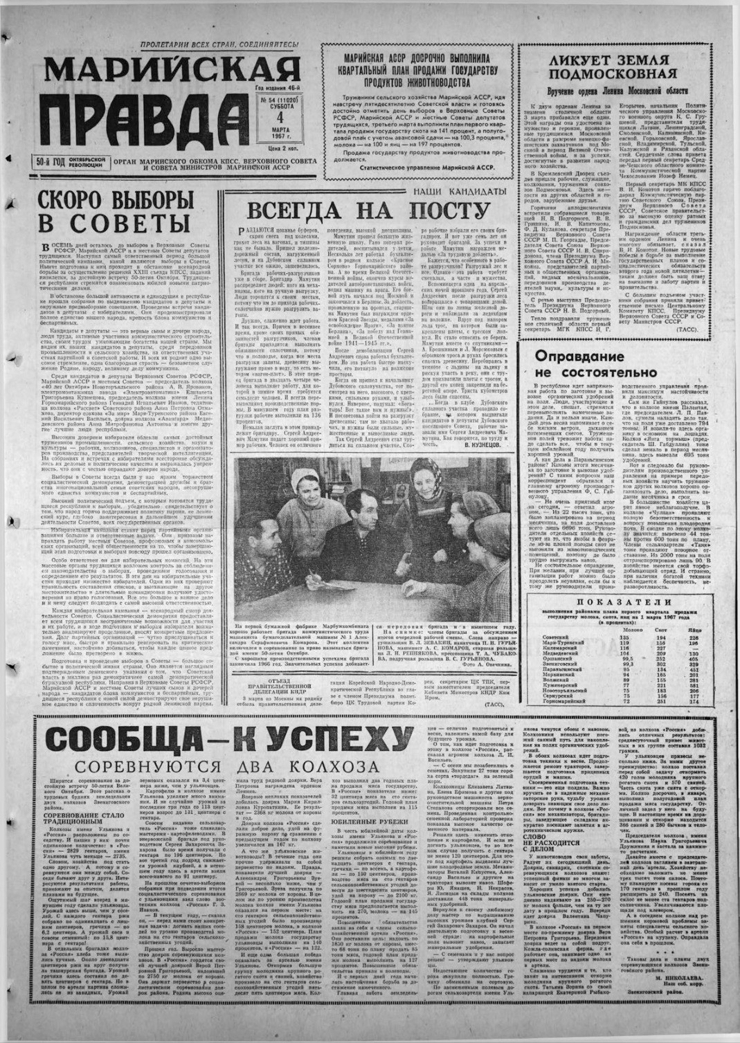 Газета «Марийская правда» от 04.03.1967