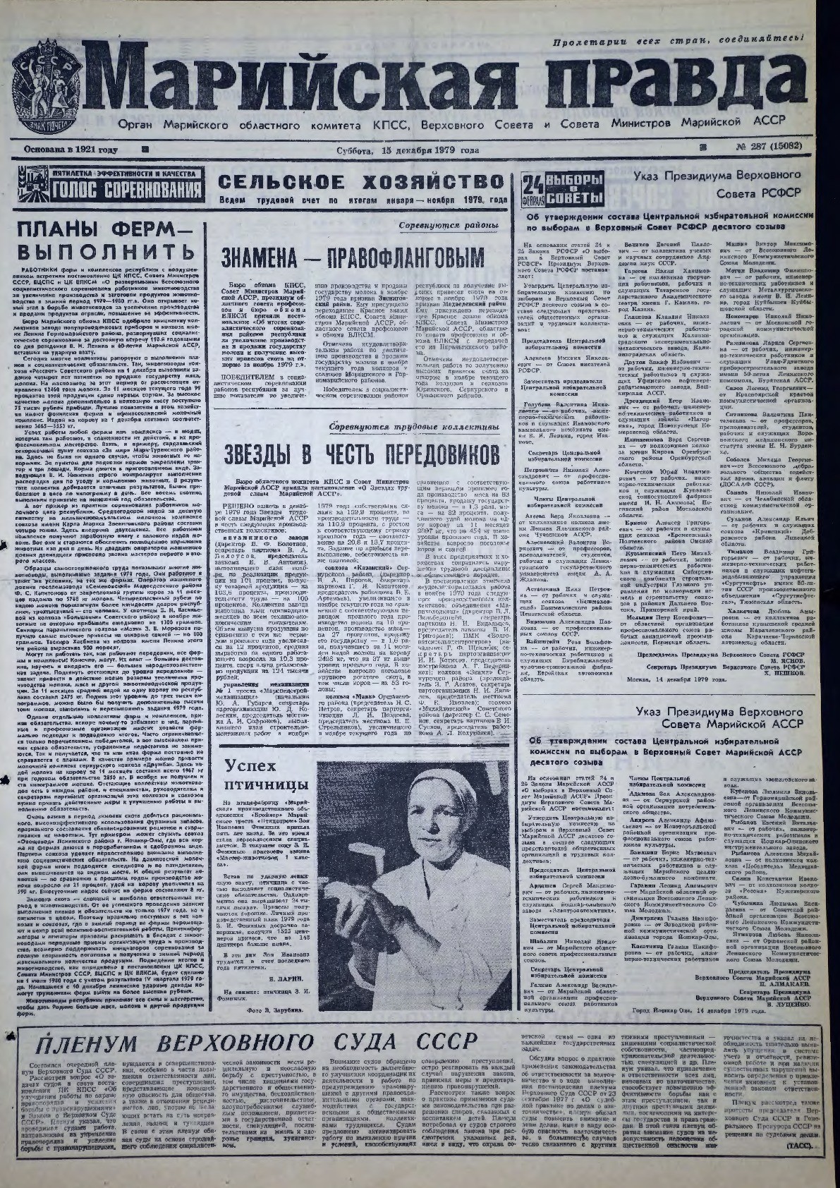 Газета «Марийская правда» от 15.12.1979