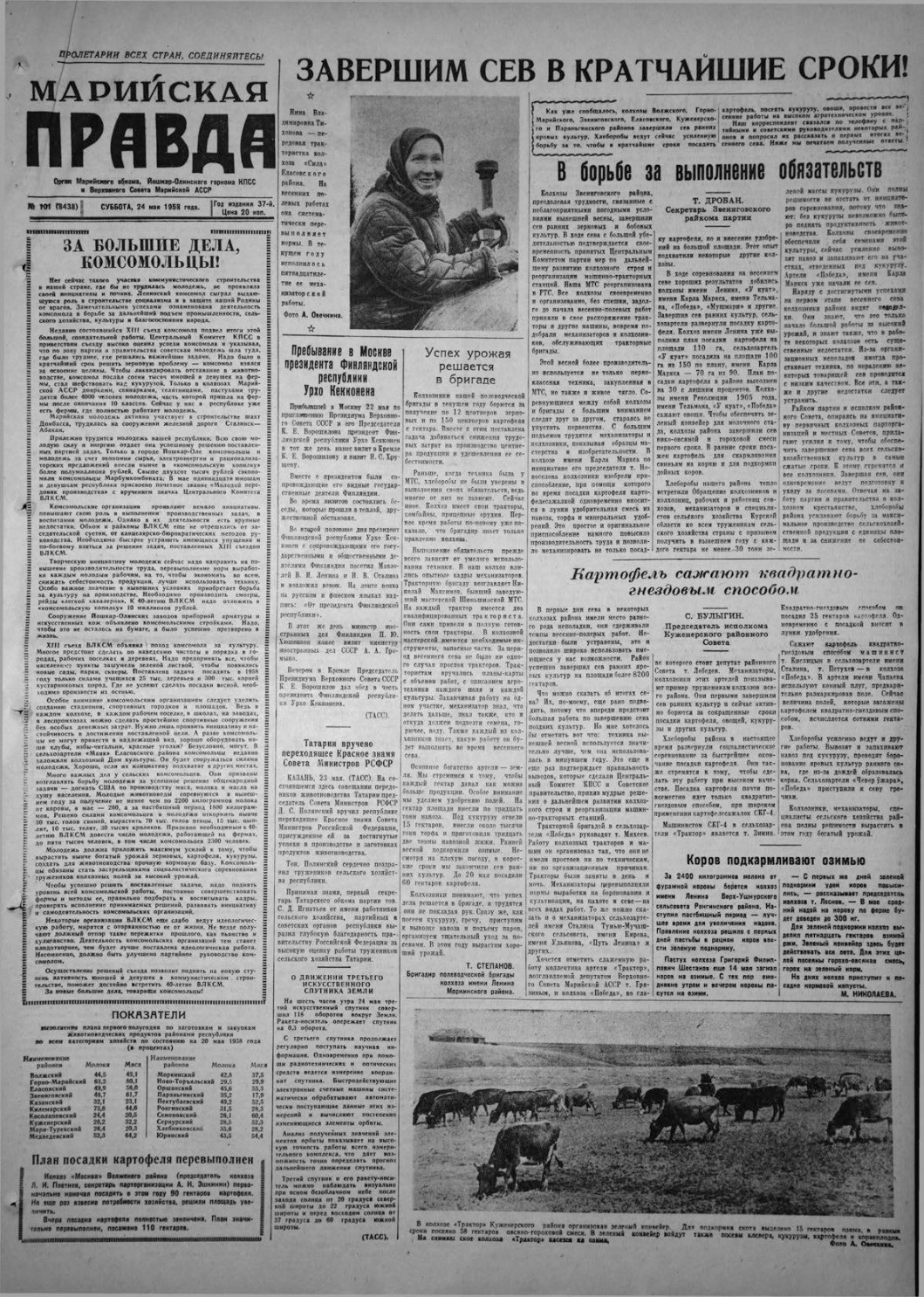 Газета «Марийская правда» от 24.05.1958