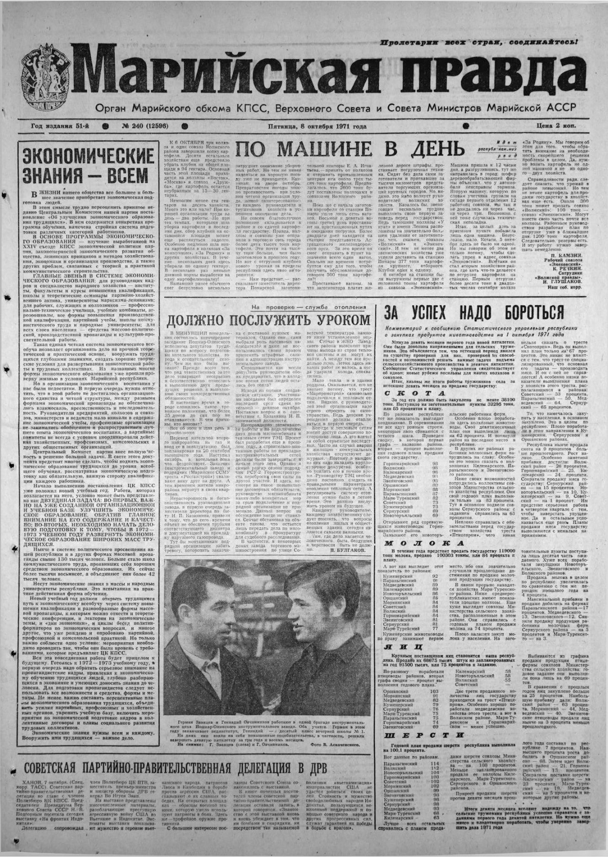 Газета «Марийская правда» от 08.10.1971