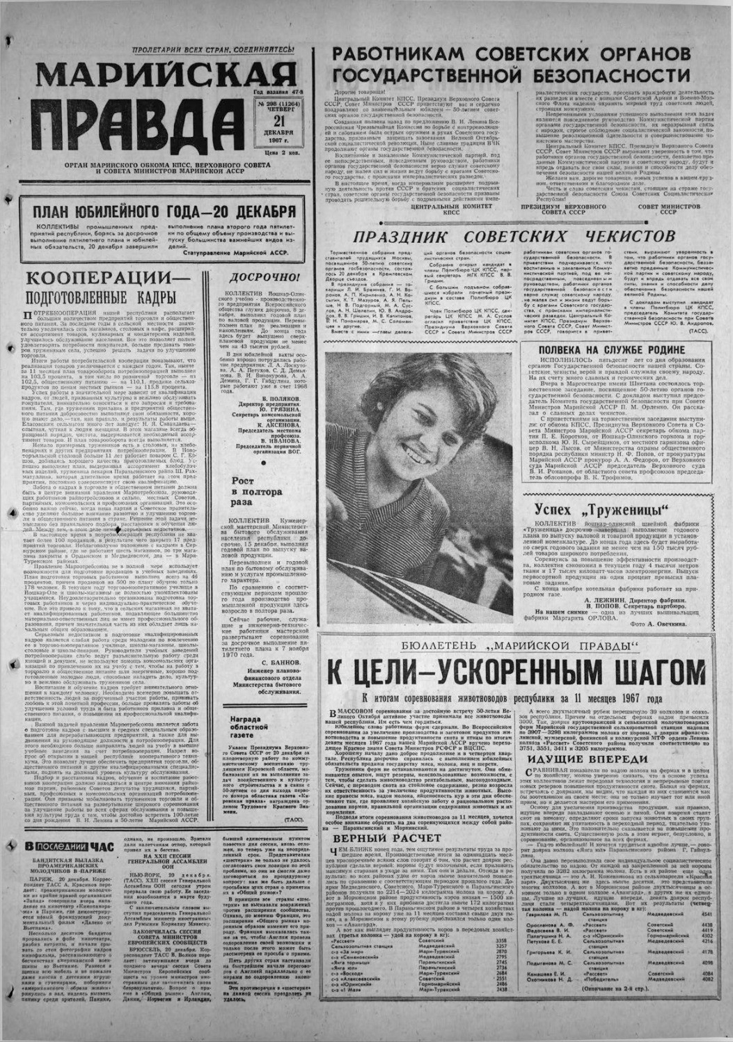 Газета «Марийская правда» от 21.12.1967