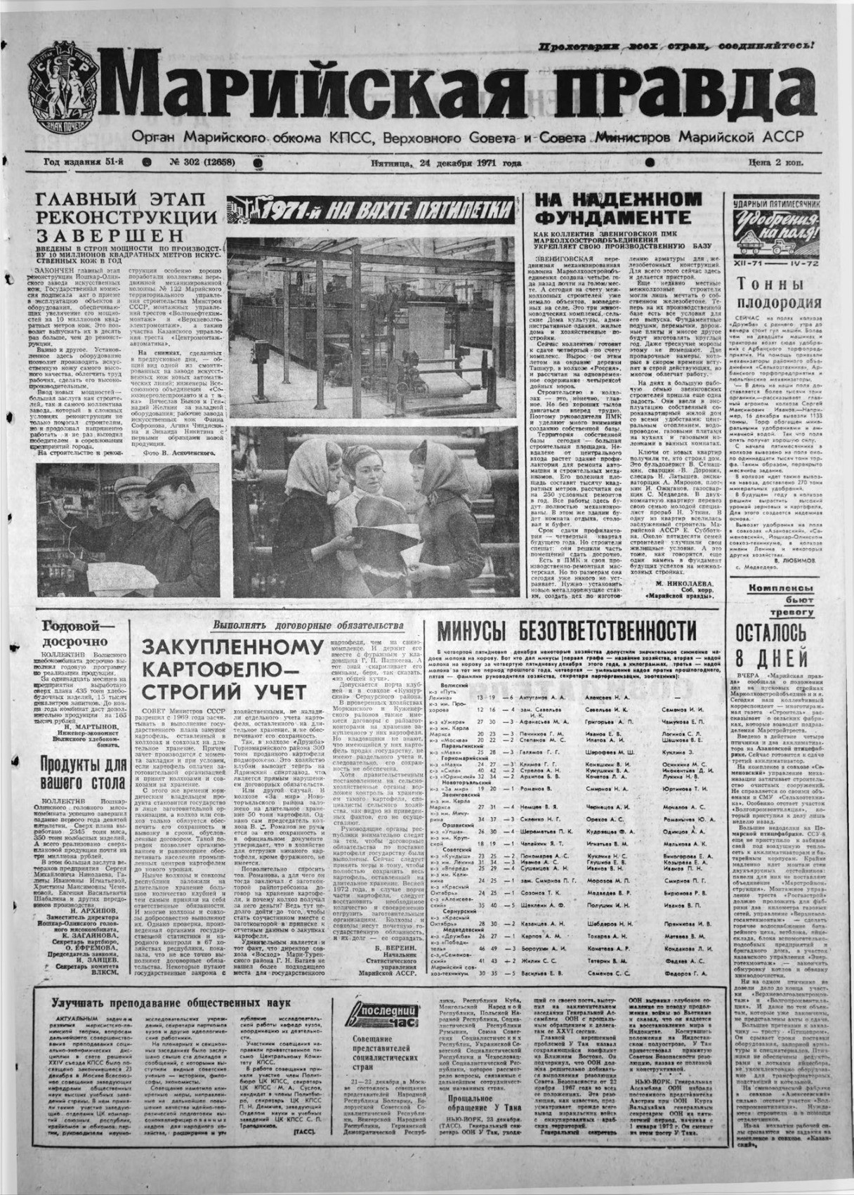 Газета «Марийская правда» от 24.12.1971