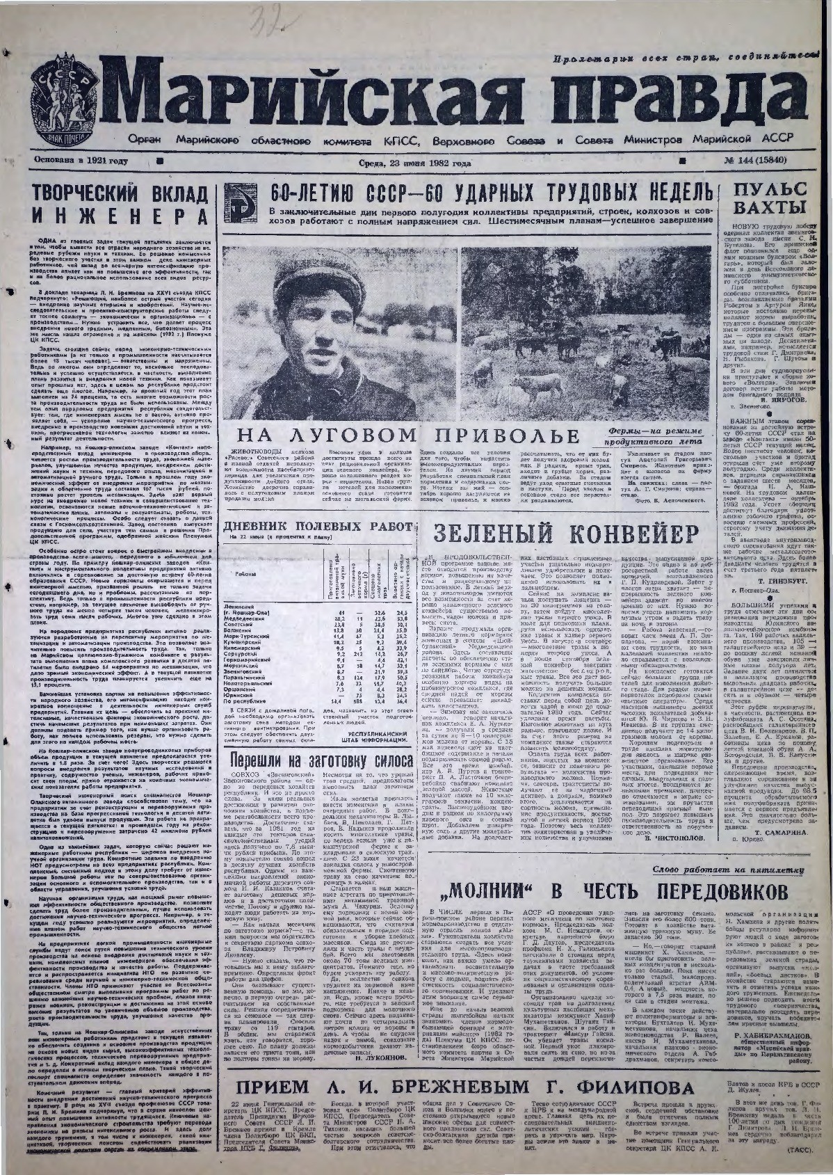 Газета «Марийская правда» от 23.06.1982
