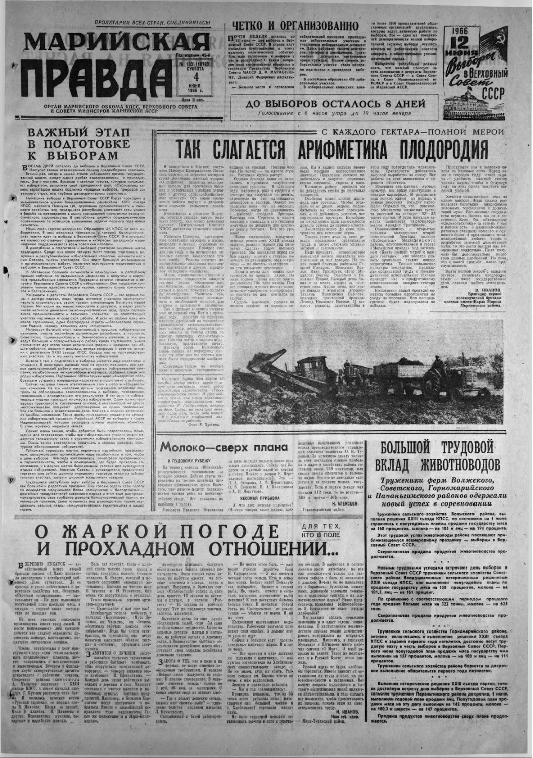 Газета «Марийская правда» от 04.06.1966