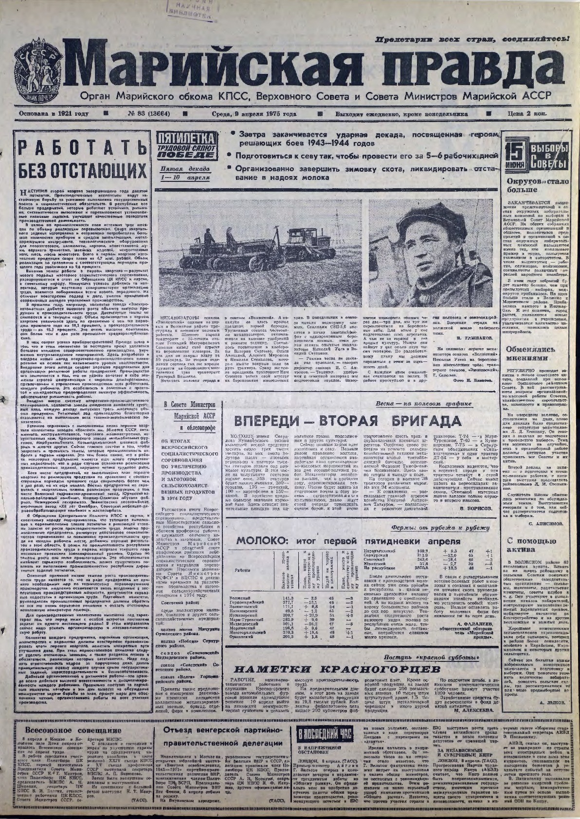 Газета «Марийская правда» от 09.04.1975