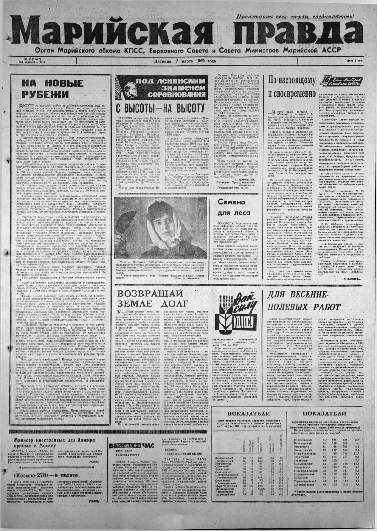 Газета «Марийская правда» от 07.03.1969