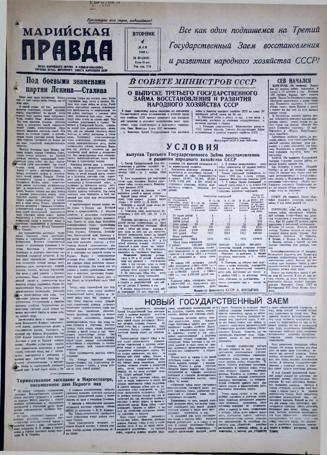 Газета «Марийская правда» от 04.05.1948