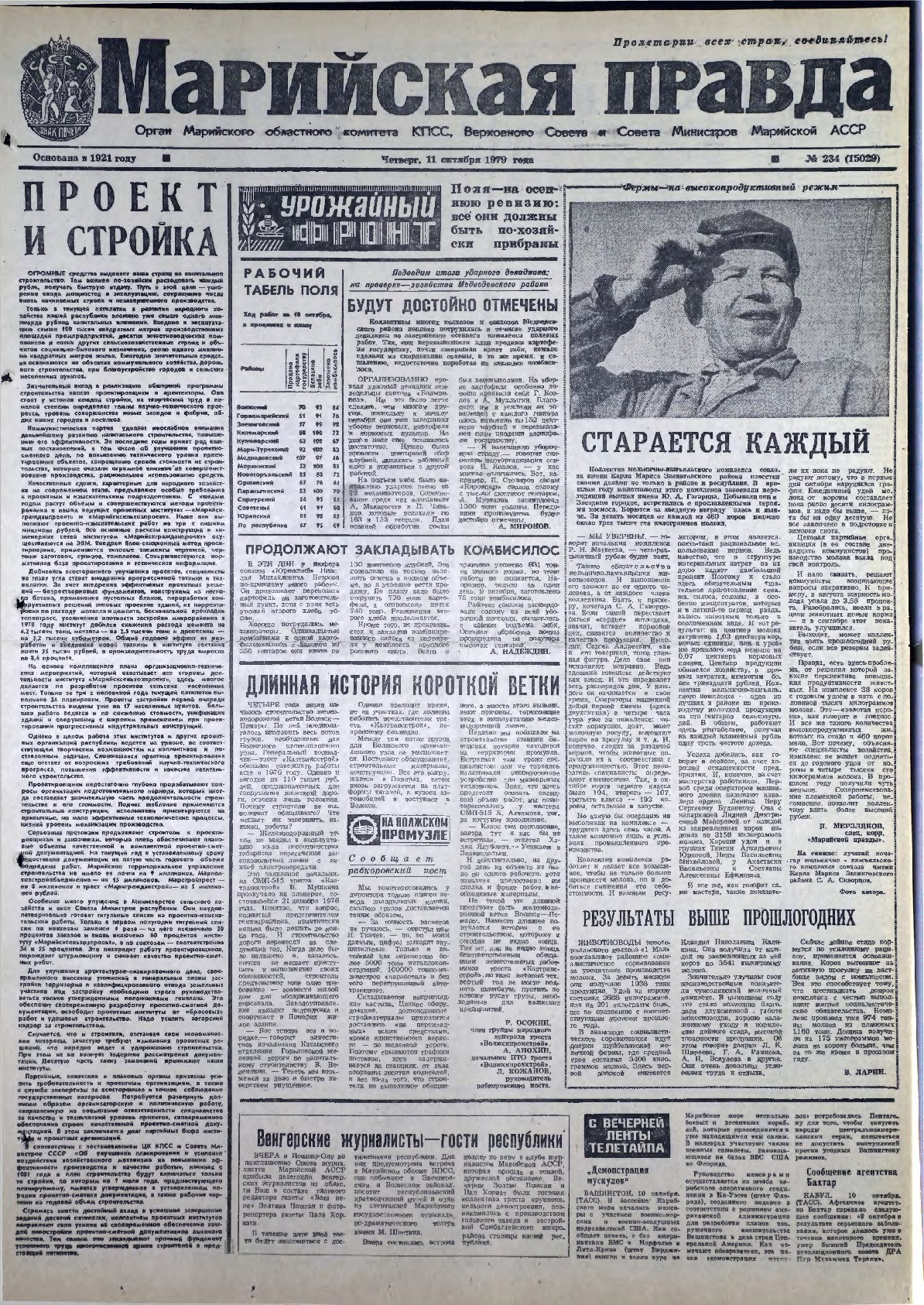 Газета «Марийская правда» от 11.10.1979