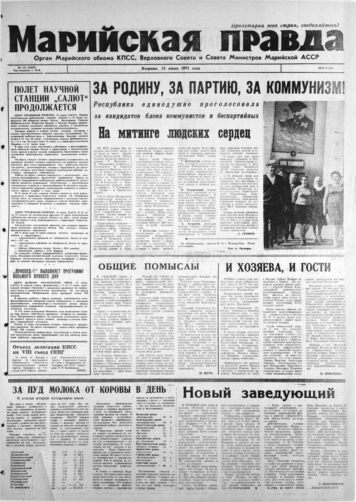 Газета «Марийская правда» от 15.06.1971