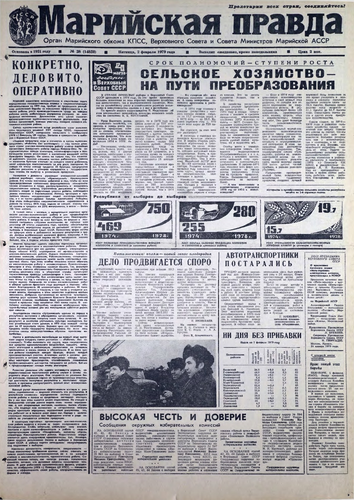 Газета «Марийская правда» от 02.02.1979