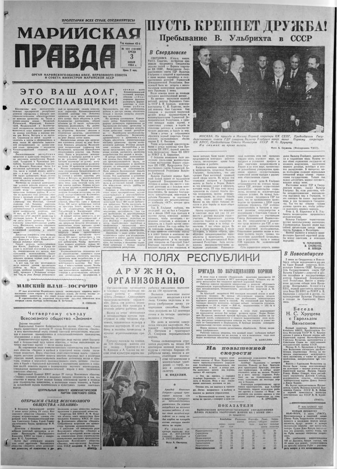 Газета «Марийская правда» от 03.06.1964
