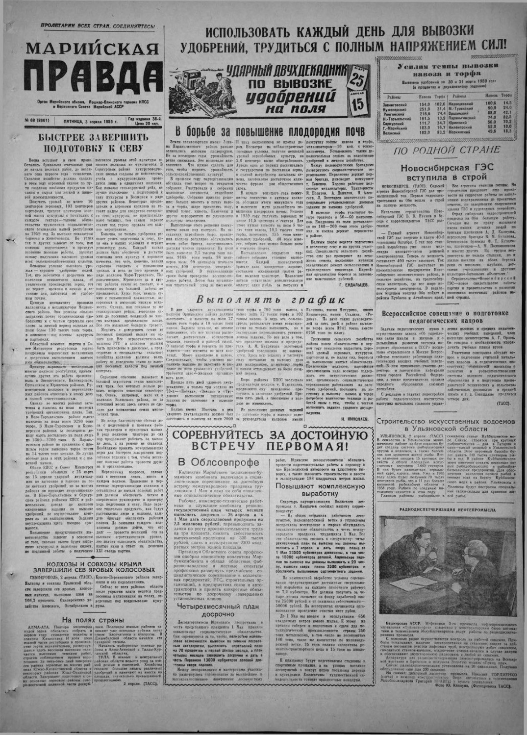 Газета «Марийская правда» от 03.04.1959