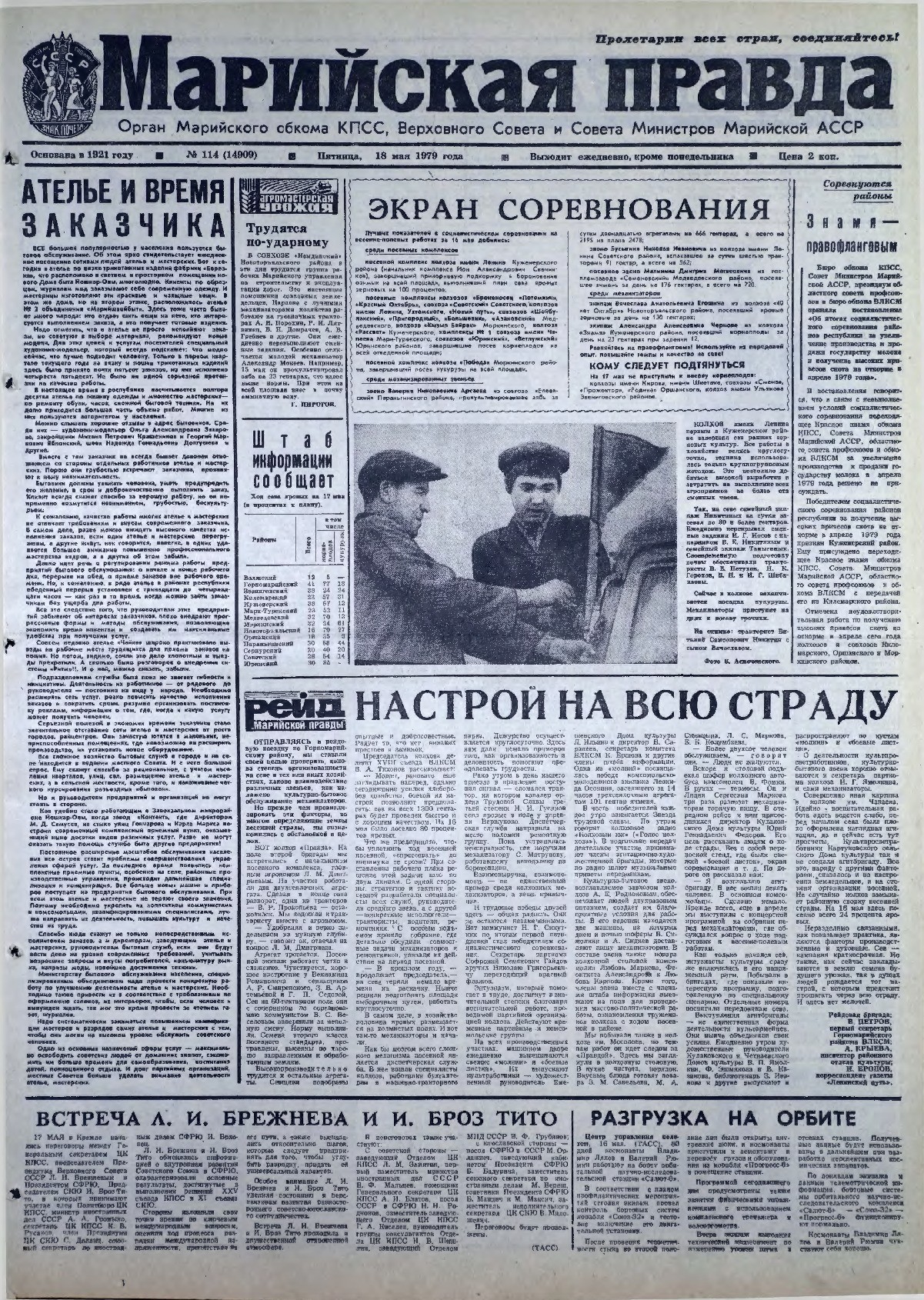 Газета «Марийская правда» от 18.05.1979