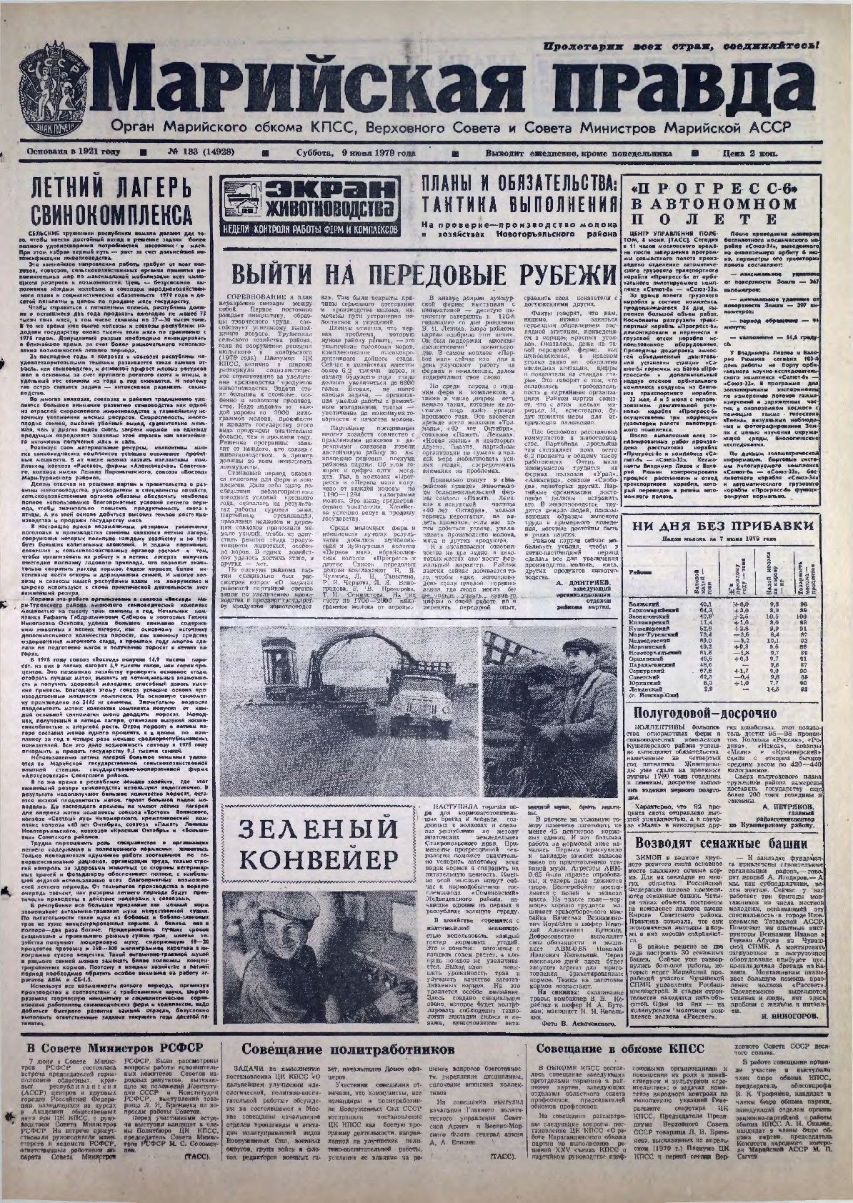 Газета «Марийская правда» от 09.06.1979