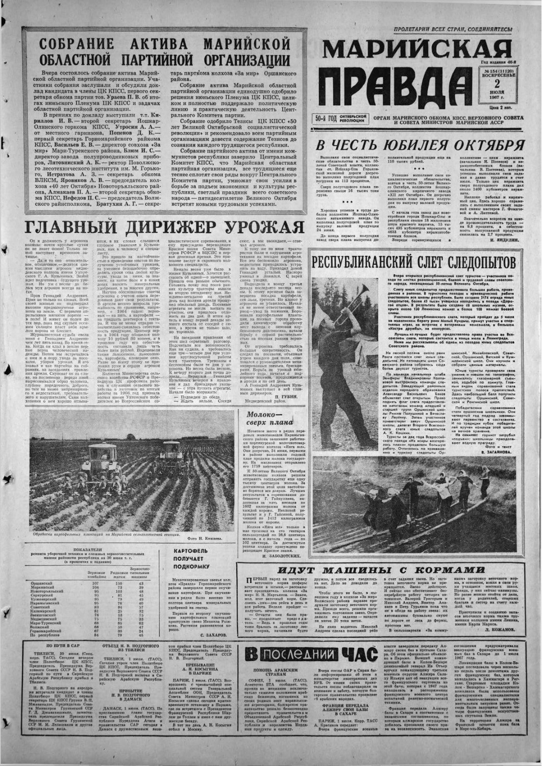 Газета «Марийская правда» от 02.07.1967