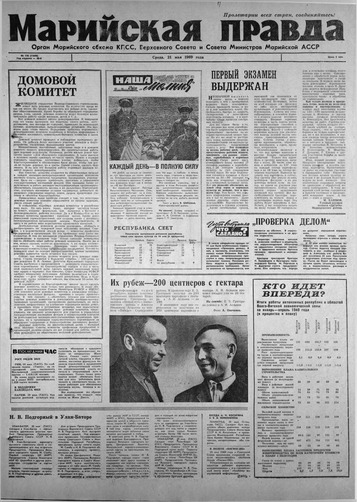 Газета «Марийская правда» от 21.05.1969