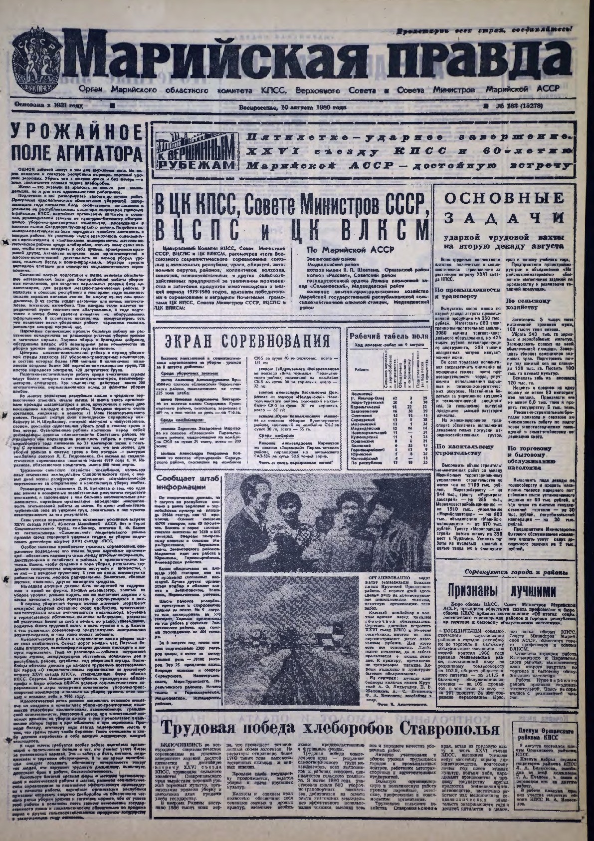 Газета «Марийская правда» от 10.08.1980