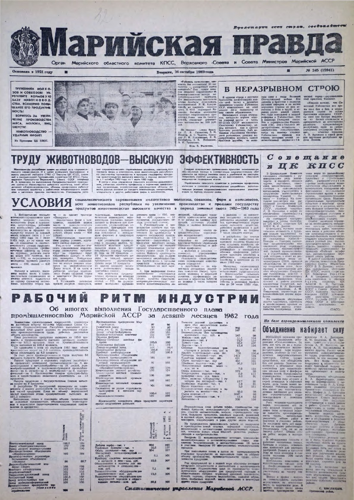 Газета «Марийская правда» от 26.10.1982