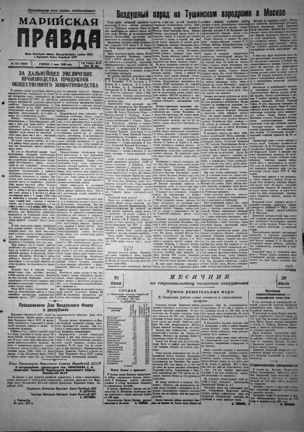 Газета «Марийская правда» от 05.07.1955